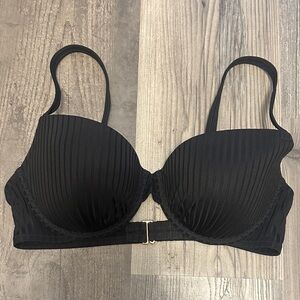 Shade & Shore Black Ribbed Bikini Top